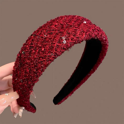 小香风优雅复古细闪宽边发箍-纪念日百货门店同款167295592 商品图4