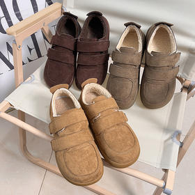 D111306厚底加绒保暖豆豆鞋勃肯鞋女2025冬季新款魔术贴棉鞋