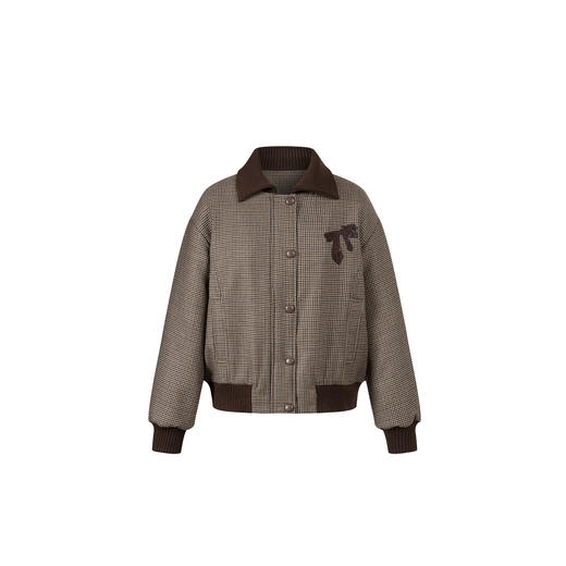 HERLIAN 2025年冬季新品 格纹撞色拼接蝴蝶结装饰短外套女 商品图4