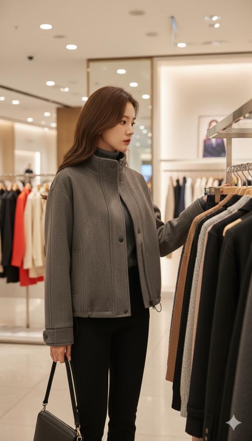 XN 高立领宽肩机车风夹克 商品图4