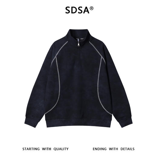 WY1318SDSA男士秋冬新款痞帅男装潮牌扎染撞色缝线半拉链立领卫衣百搭 商品图1