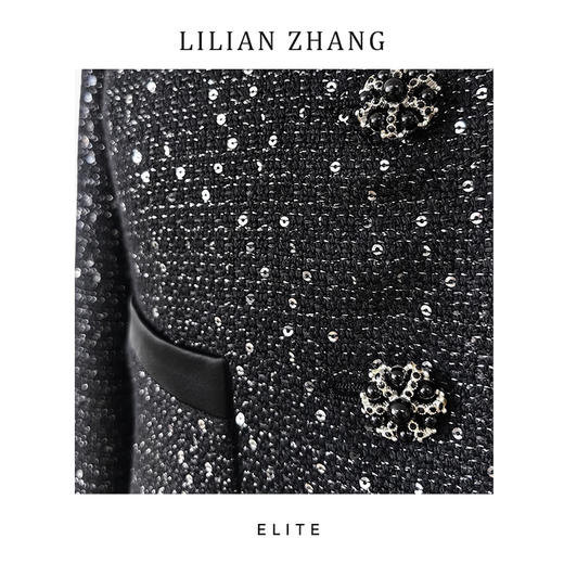 定制—静奢风—星夜香颂—复古奢雅—星夜鎏金小香风短款上衣 2505010 商品图2