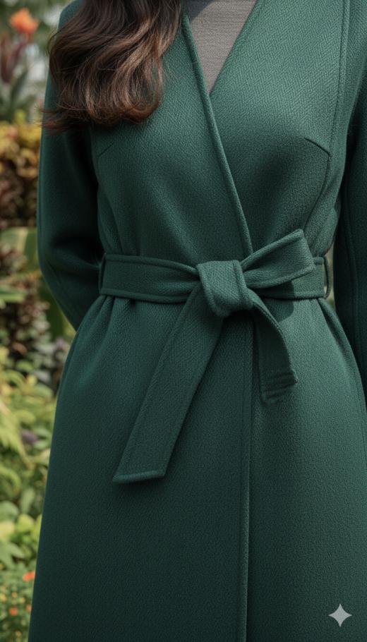 AG同款无领收腰女神款双面手工大衣（附腰带） 商品图3