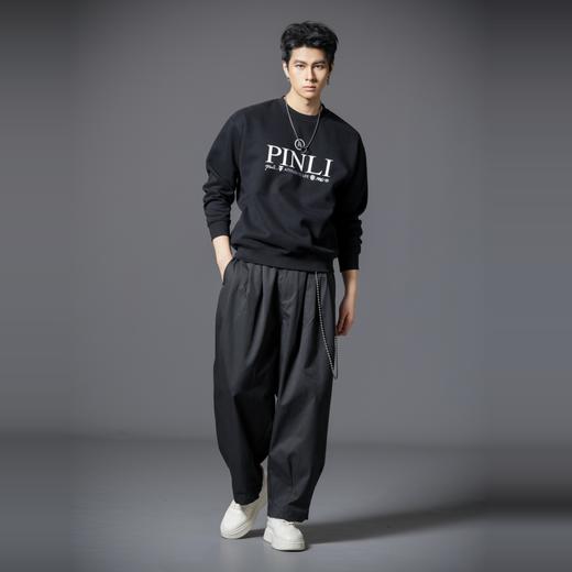 PINLI品立2025秋季新款男宽松字母印花圆领套头卫衣青年潮牌上衣BG253109015 商品图4