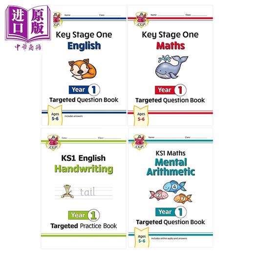 预售 【中商原版】英国原版CGP KS1一年级目标题集4册 英语数学心算书写English Maths Mental Handwriting Targeted Question Book 商品图0