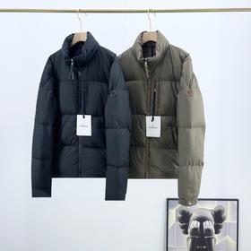 D111368冬季25FW BESBRE 皮拉链短款羽绒服男女同款