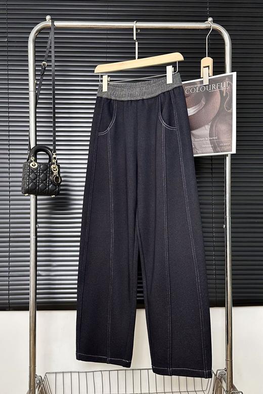 D111314女士明线双针新版冬季遮胯显瘦老钱斜纹弯刀羊毛香蕉裤 商品图5