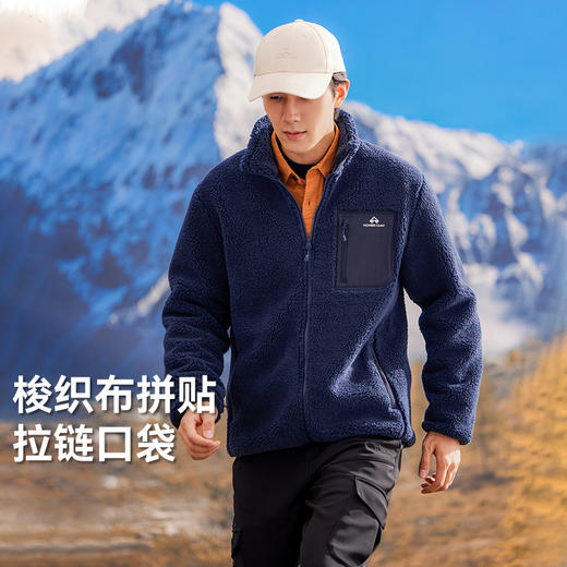 拓路者仿羊羔绒立领外套女款宽松和加厚保暖2024年冬季保暖上衣男 商品图2