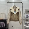 D111351侧三杠仿麂皮拼接驼绒毛拉链棉服外套 商品缩略图2
