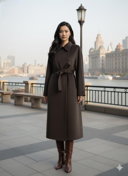 侧开叉双面手工大衣 商品图0