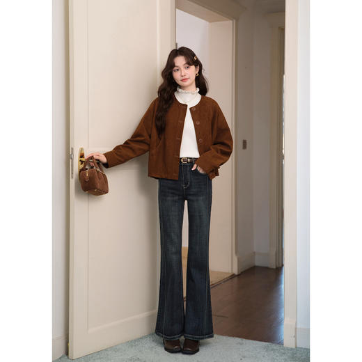 鹿向南「腿精出击」复古蓝色微喇显瘦牛仔裤女秋冬新款气质长裤子 商品图1