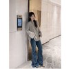 25AW上新 蕾蕾同款【漫画腿！】复古水洗裤脚开叉高腰加绒微喇牛仔裤 商品缩略图1