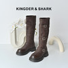 经典鲨2025年冬季专柜新品百搭圆头加绒潮酷长筒靴骑士靴女KW178-558101 商品缩略图0