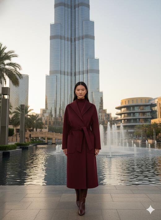 立领双袋双面手工羊绒大衣 商品图1