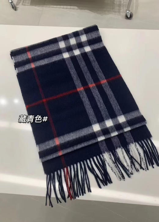 bur 经典格纹围巾。蓝色 驼色 32*190 商品图4