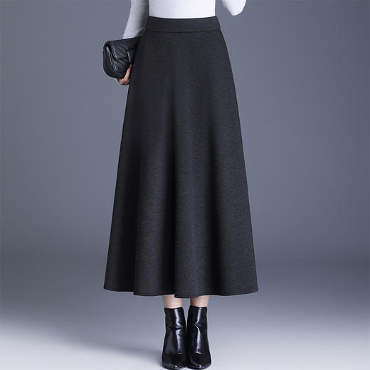 QYM 2568-Y高腰口袋A字裙中长款厚款半身裙 商品图1