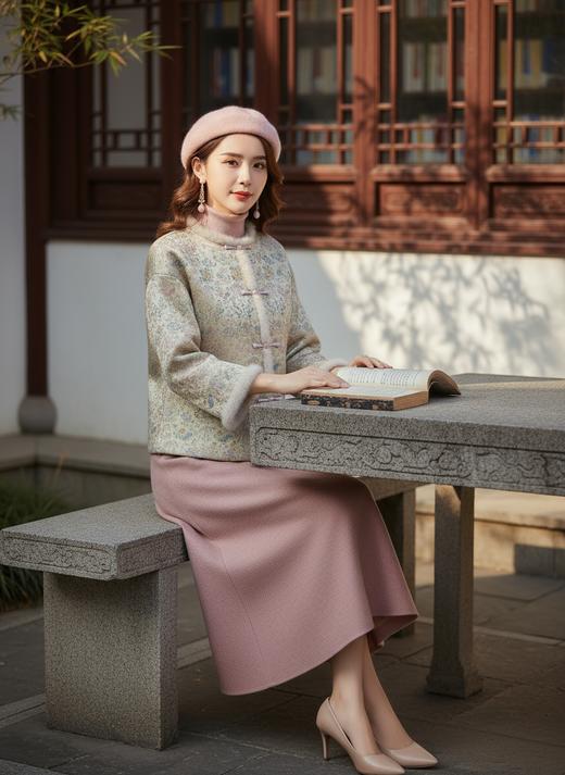 圆领轻国风夹棉两穿外套 商品图1