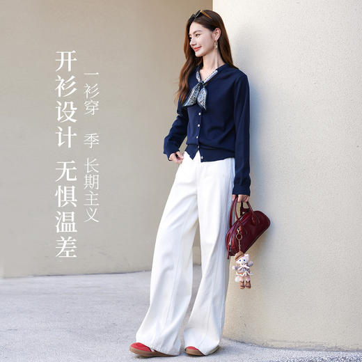 【年终特卖】熙世界通勤风复古印花丝巾针织衫女长袖独特别致上衣2025秋冬新款 商品图2