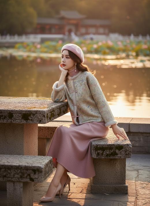 圆领轻国风夹棉两穿外套 商品图4