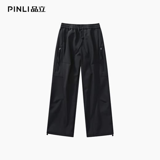 PINLI品立2025冬季新款男士加绒加厚纯色百搭宽松直筒休闲长裤潮GD253117179 商品图4
