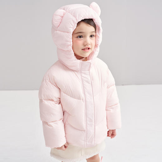 笛莎Deesha 2025冬季女童甜美可爱蓄热三防连帽短款羽绒服 商品图1