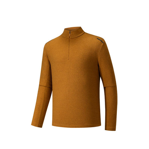 安踏冠军户外徒步系列密暖绒长袖T男冬季磨毛半拉链T恤152540404 商品图1