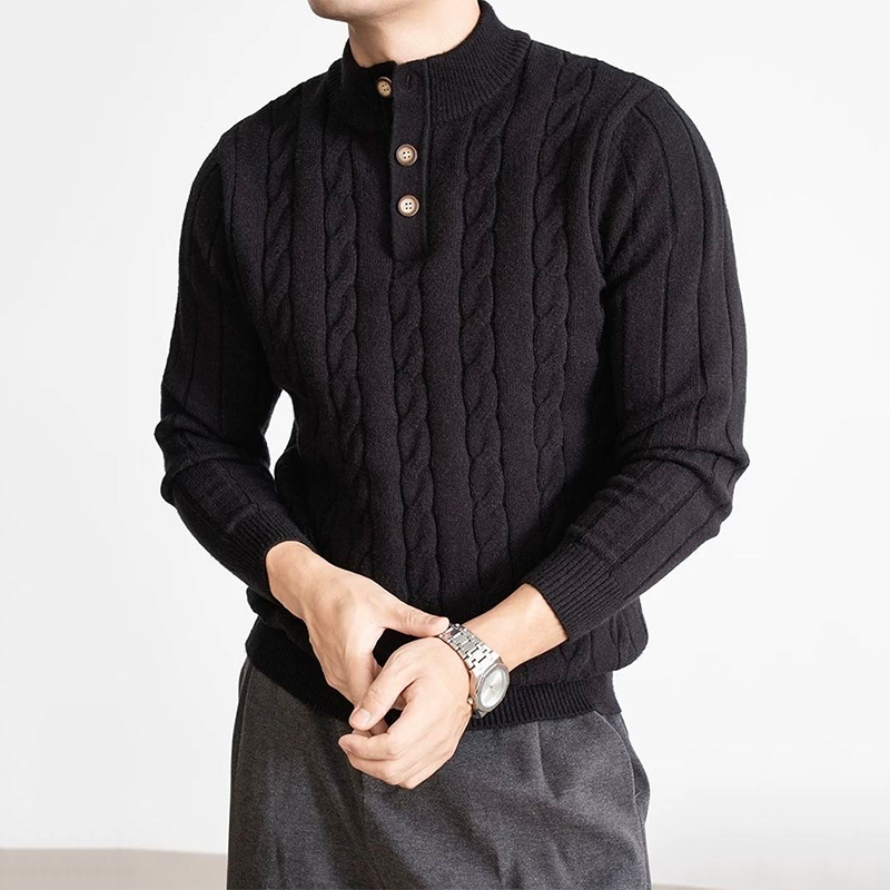 杰*亚同款 SUSX极简半高亨利领纽扣羊毛衫S0246833（下单3-7天发货）