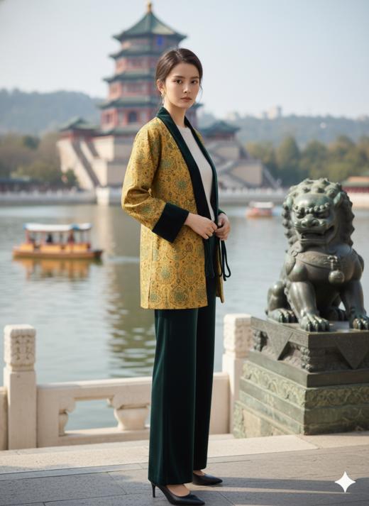 拼色国风无领外套 商品图4