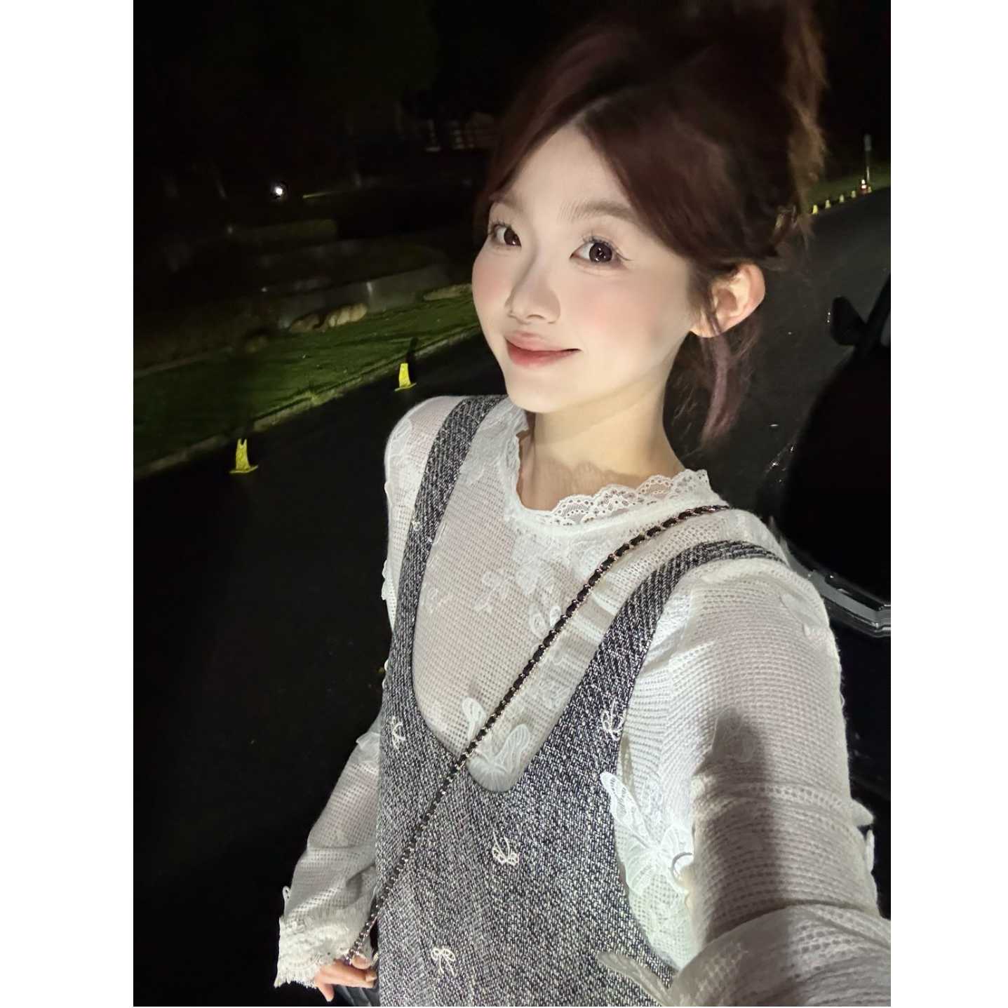 25AW上新 蕾蕾同款【巴萨伦情书】小香粗花呢背心连衣裙+立体蝴蝶贴布圆领上衣