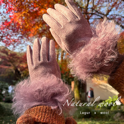 奶味~无需打理「羊毛皮草手套」加厚加绒保暖触屏女冬季开车骑行 商品图2