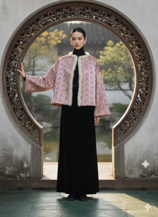 袖口撞色加羊驼绒棉衣 商品图3