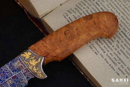 三希堂  现代刀系列  鎏金卷草小猎  未开刃 商品图5