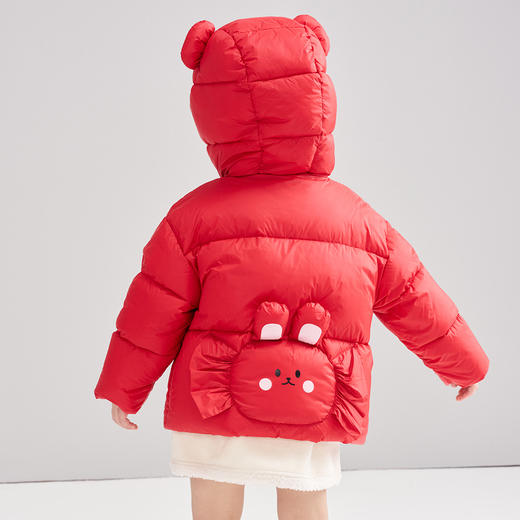 笛莎Deesha 2025冬季女童甜美可爱蓄热三防连帽短款羽绒服 商品图2