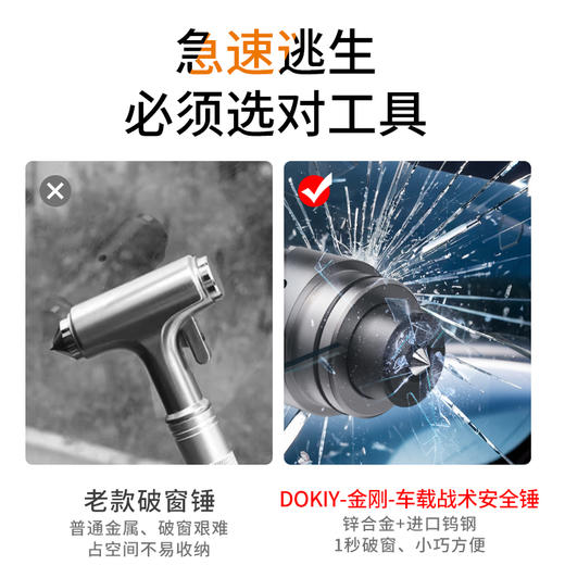 DOKIY 汽车安全锤车用多功能逃生锤车窗玻璃击碎器车载防身锤（送测试玻璃） 商品图4