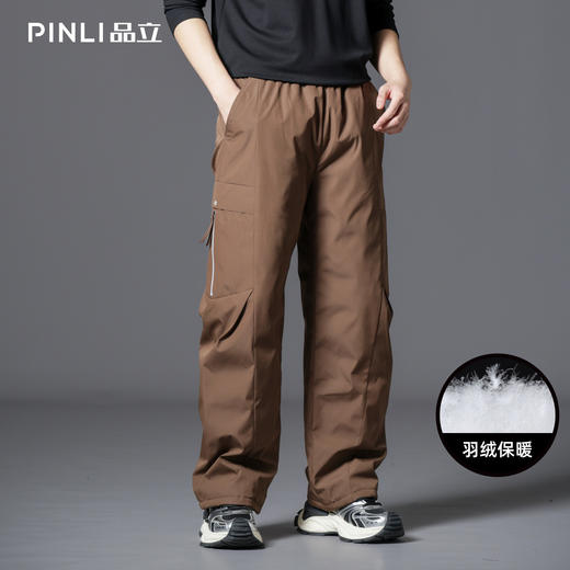PINLI品立2025冬季新款工装风户外羽绒裤男士保暖休闲直筒长裤潮GD253117190 商品图2