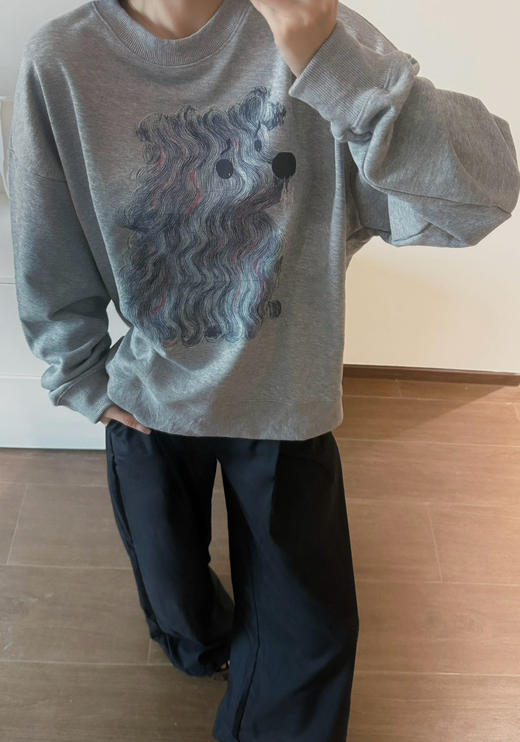 【秒杀价已调 直接拍】JNBY 松弛感 抽象 潦草小狗 图案 宽松套头卫衣 商品图3