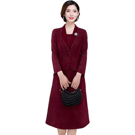 QYM 25AS20西服领气质洋气遮肚显瘦裙连衣裙假两件 商品图4