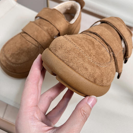 D111306厚底加绒保暖豆豆鞋勃肯鞋女2025冬季新款魔术贴棉鞋 商品图14