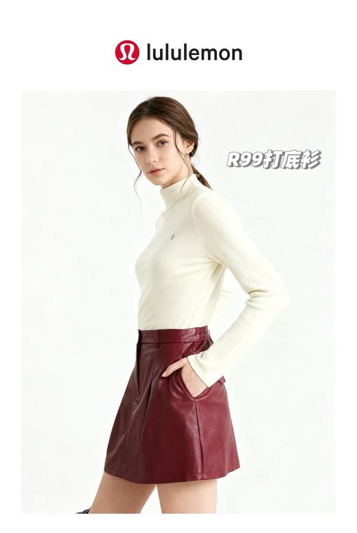 D111376一包2件装！2025冬季新款驼绒+桑蚕丝混纺商务范正肩打底衫 商品图9