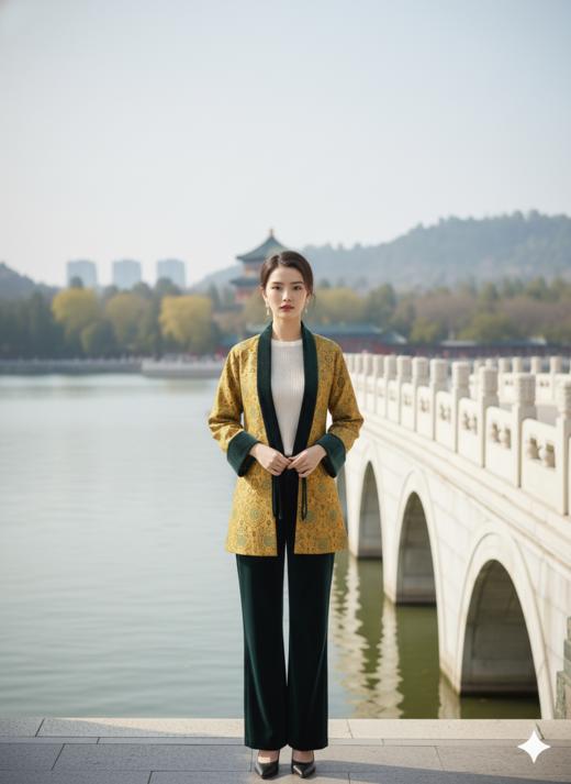 拼色国风无领外套 商品图5