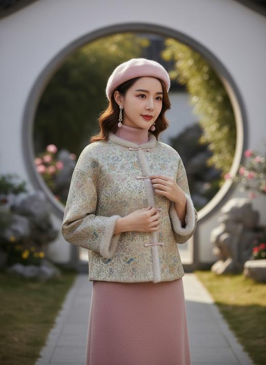 圆领轻国风夹棉两穿外套 商品图6