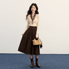 【11/14新品】熙世界复古咖啡色灯芯绒半身裙女秋冬美拉德高腰中长款a字裙伞裙 商品缩略图4
