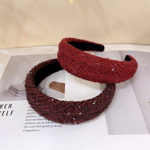 小香风优雅复古细闪宽边发箍-纪念日百货门店同款167295592 商品图1