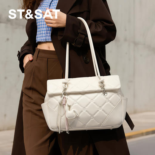 星期六经典高级感菱纹格双肩包SSD521A0G9 商品图6