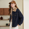 【11/14新品】熙世界复古工装风牛仔外套女加绒冬季保暖翻领夹克棉服毛茸茸上衣 商品缩略图4