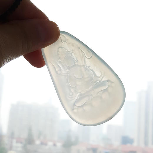 【天然正品】A货翡翠天然精品无纹裂冰种老坑种白色观音牌造型翡翠（吉祥、平安）吊坠项链吊坠：67.6*41.4*5.8MM （皆取最大值）中性061125NJM12 商品图2