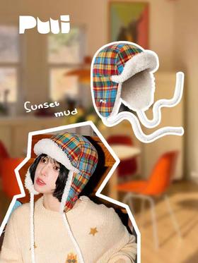 4楼Eubelle欧蓓 puui秋冬复古雷锋帽格纹滑雪帽 毛绒保暖护耳帽防寒 活动价：128元