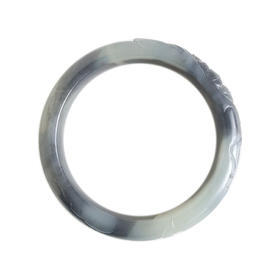 【天然正品】天然收藏级 新疆青花籽料莲花图案 高贵 廉洁 57号 和田玉手镯  261022NJ04