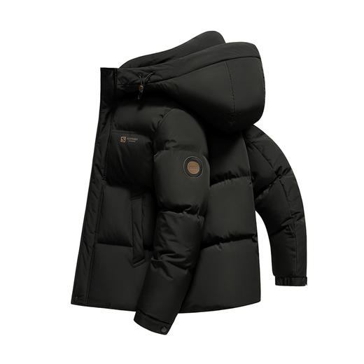 半身缘男装 冬季前胸字母松紧袖防风门襟印花羽绒服2527 商品图7