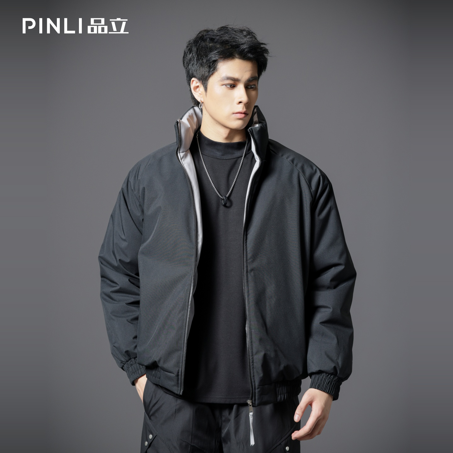 PINLI品立2025冬季新款男士立领短款保暖棉服棉衣外套纯色百搭潮GD253105187